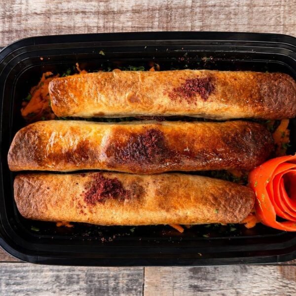 Chicken summaq rolls with carrot and parsley