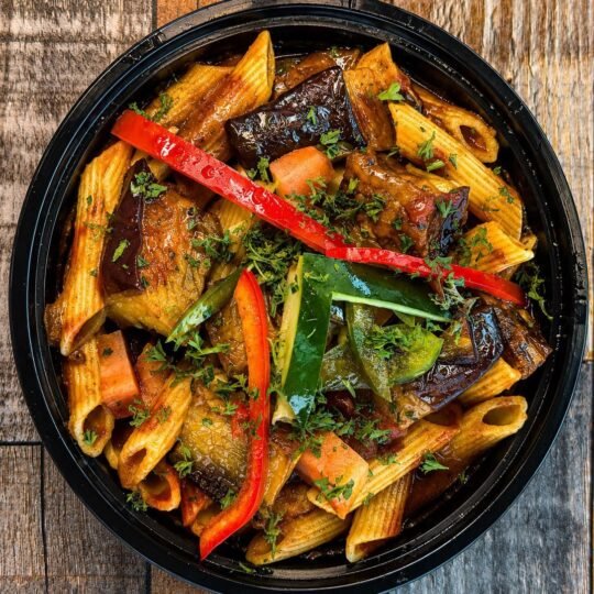Eggplant Pasta at Ehab Mediterranean Buffet