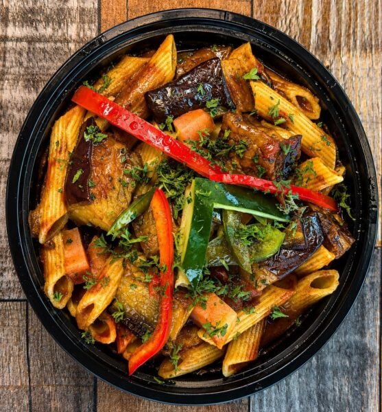 Eggplant Pasta at Ehab Mediterranean Buffet