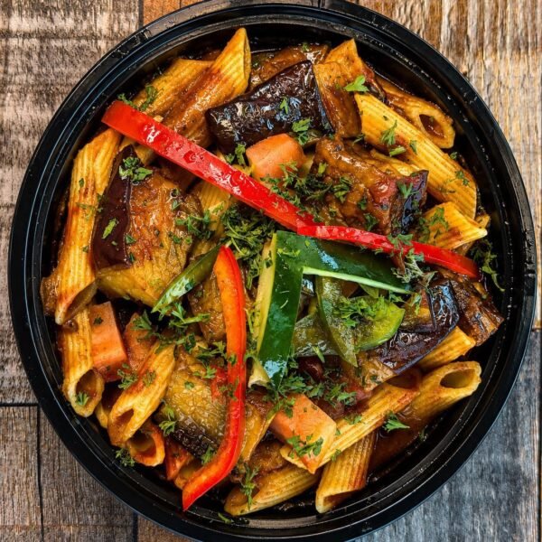 Eggplant Pasta at Ehab Mediterranean Buffet