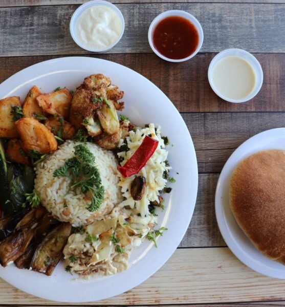 Eggplant with Beef and Tomato Plate at Ehab Mediterranean Buffet
