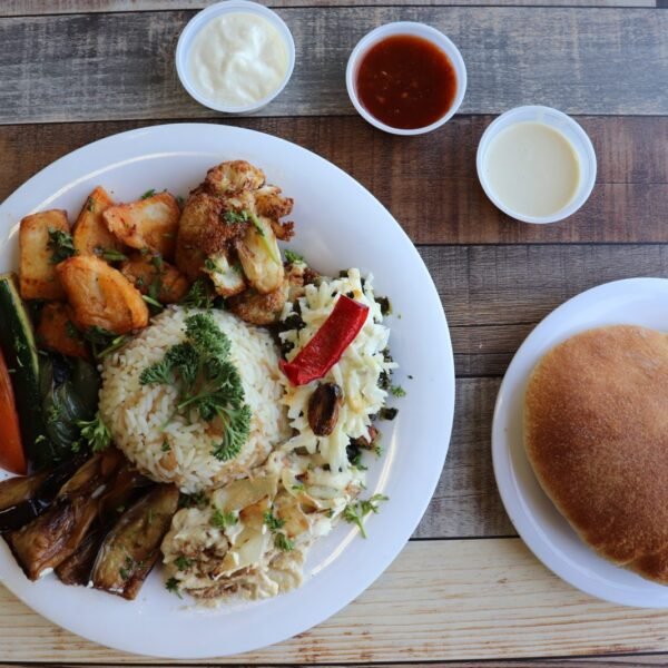 Eggplant with Beef and Tomato Plate at Ehab Mediterranean Buffet